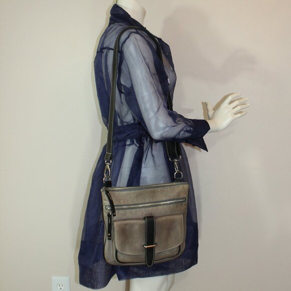 VTG Roots Brown shoulder crossbody leather brown bag 11"x 11" - Picture 1 of 9